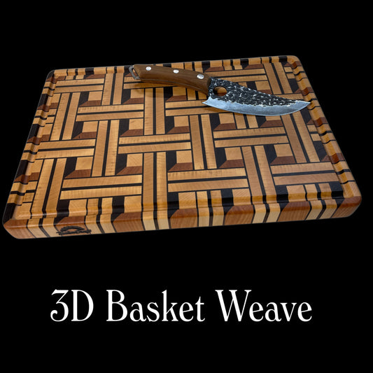 End-Grain Chopping & Serving board -3D Basket Weave