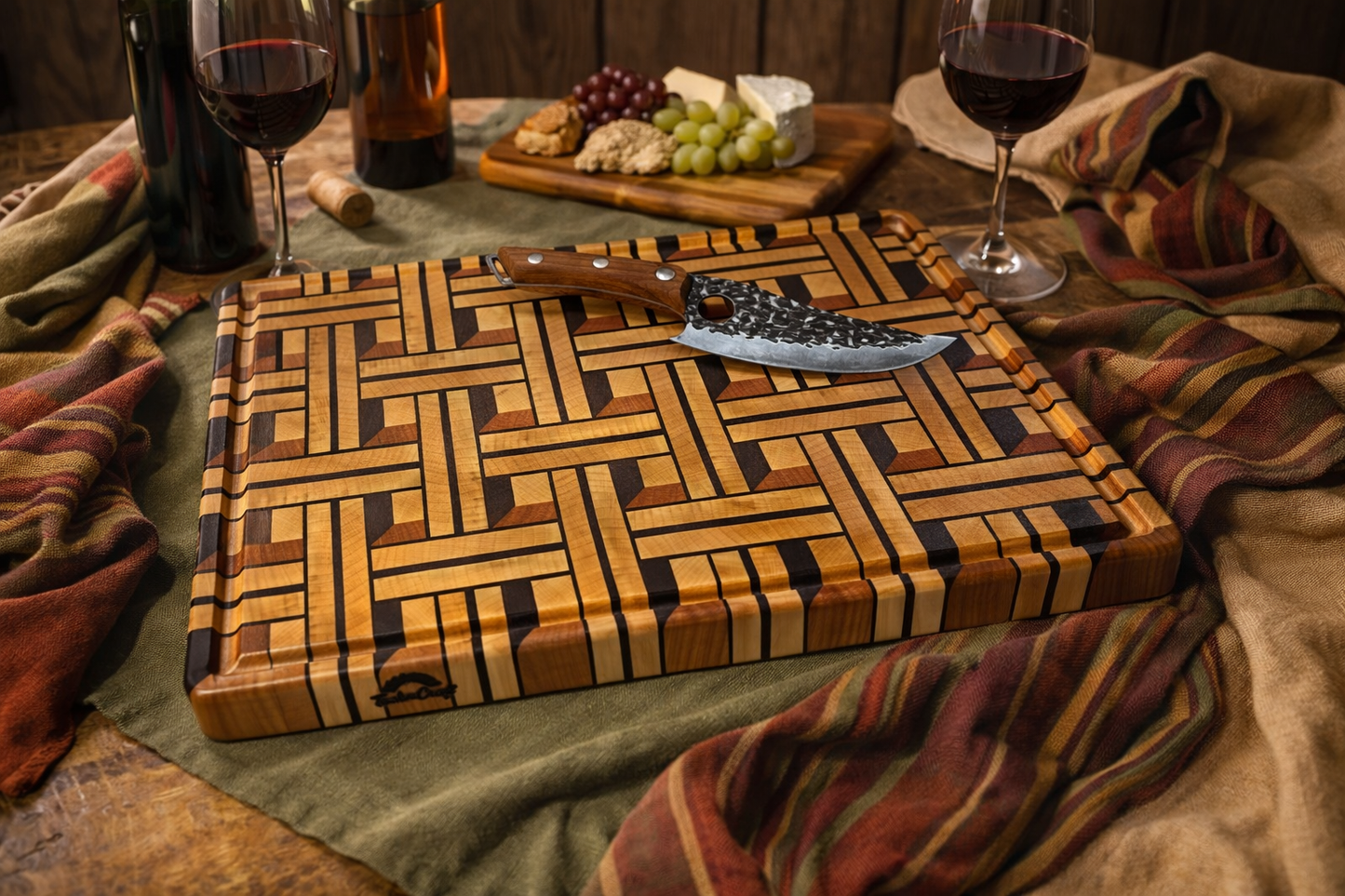 luxury designer Wooden cutting board for Entertaining at home or traveling. Crafted for moments that matter.