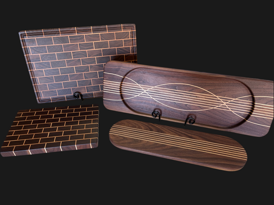 Walnut and Maple collection, Butchers, Daily brick + Wall mount Tray