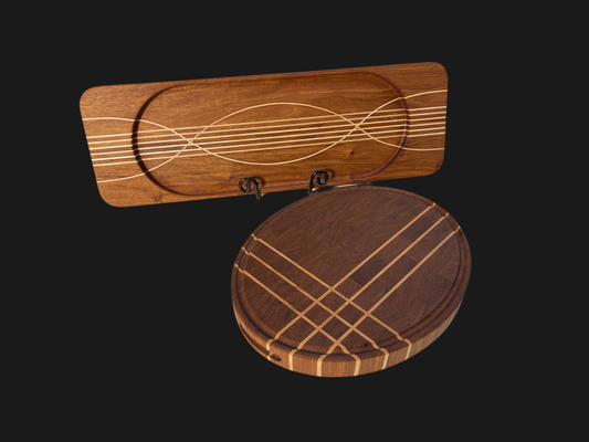 Platter tray only plus Oval chopping board. Rosewood and Maple