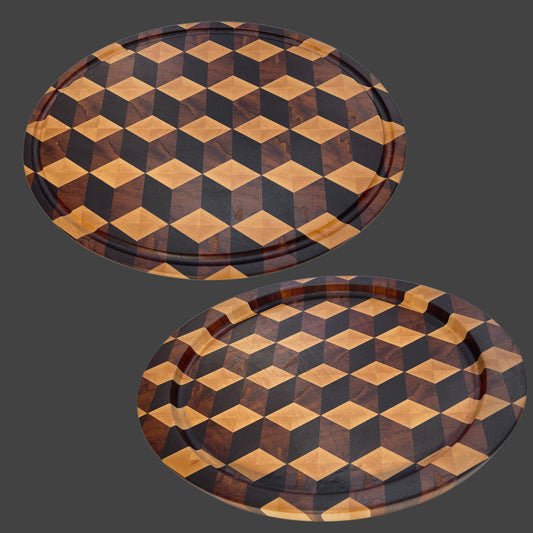 End-Grain Chopping Board - 3D Oval