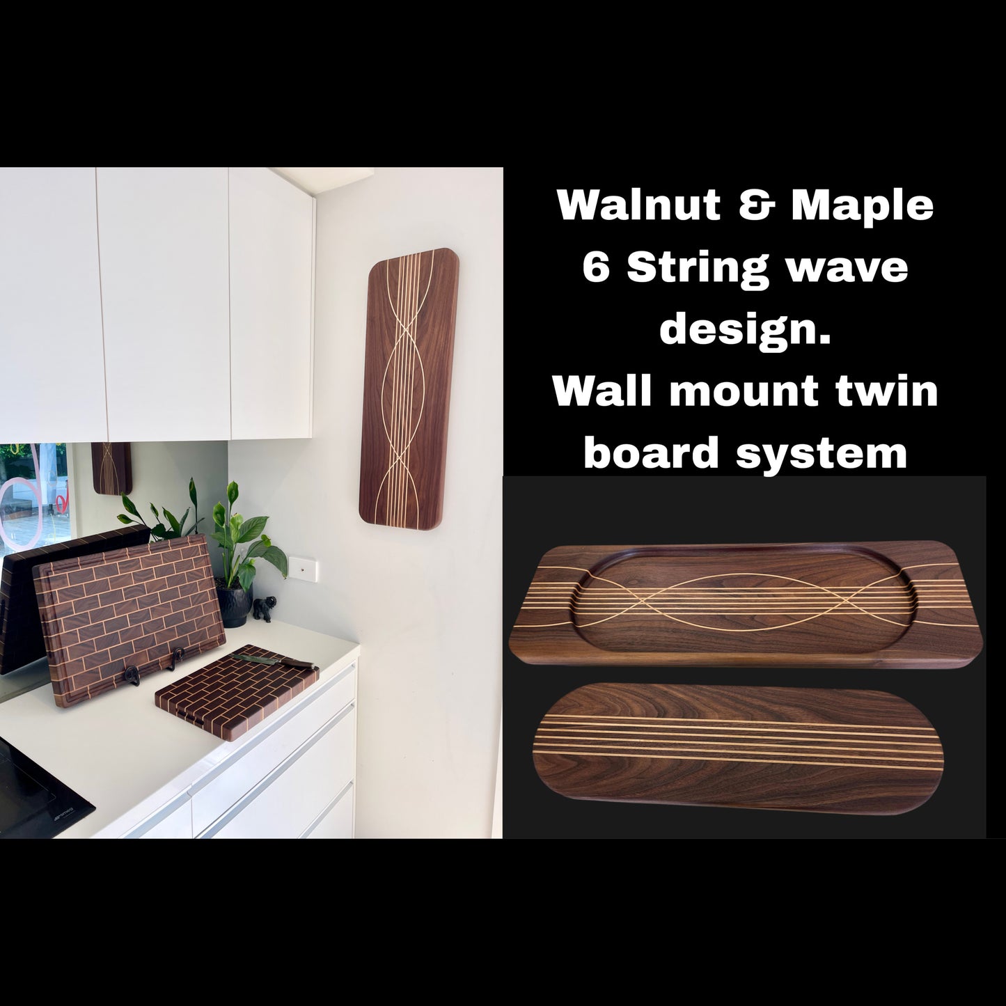 Charcuterie & Serving Board - Magnetic Wall-Mount Set