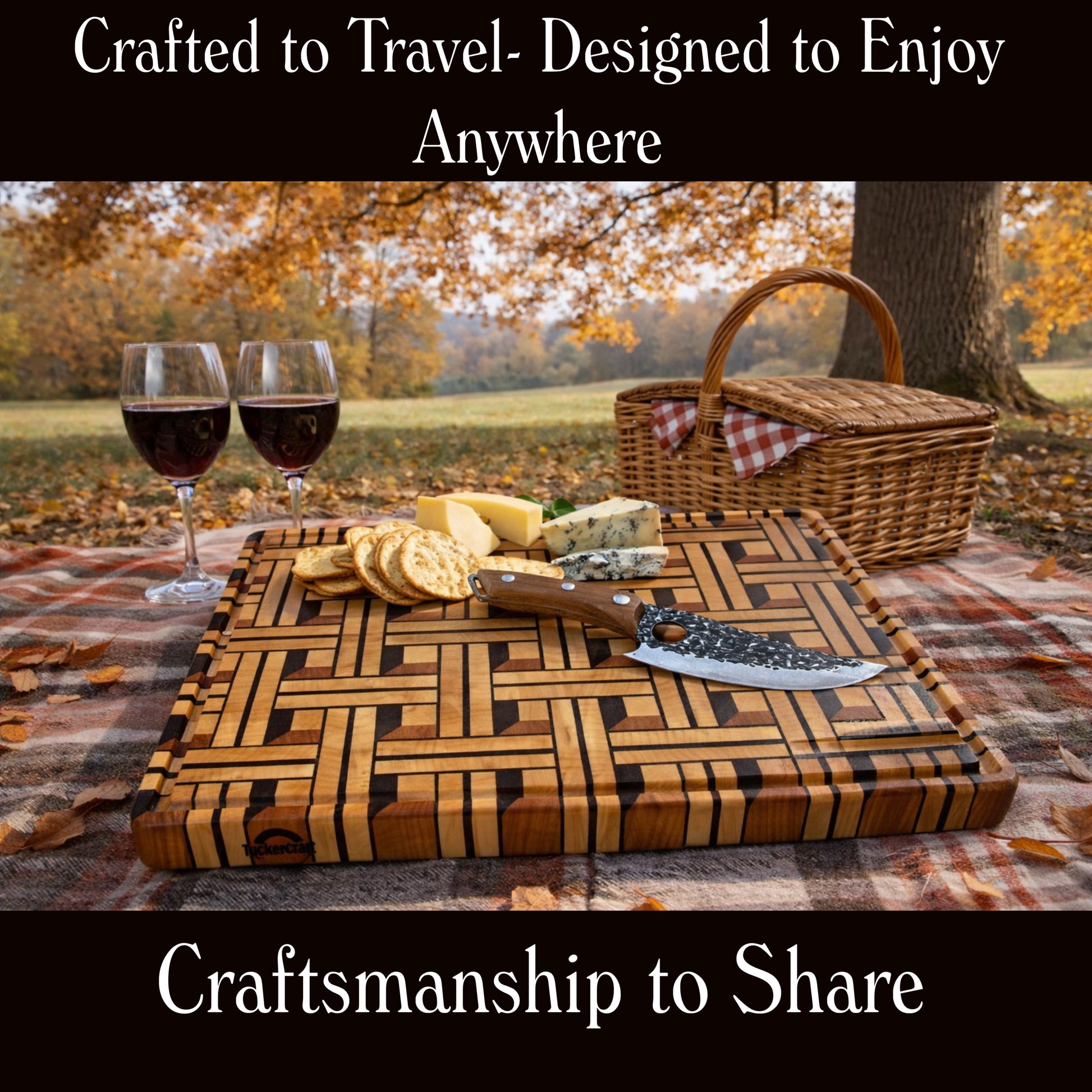 luxury designer Wooden cutting board for Entertaining at home or traveling. Crafted for moments that matter.