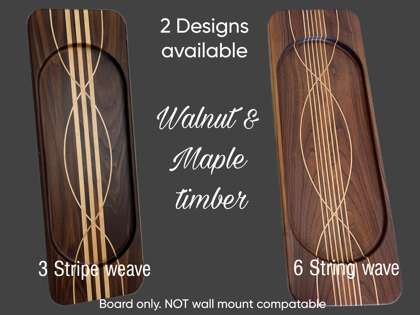 Large and long designer antipasto / charcuterie boards for entertaining at home, Handmade from premium timbers Walnut & Maple. Ideal for gifting to weddings, housewarming and heirloom gifting 
