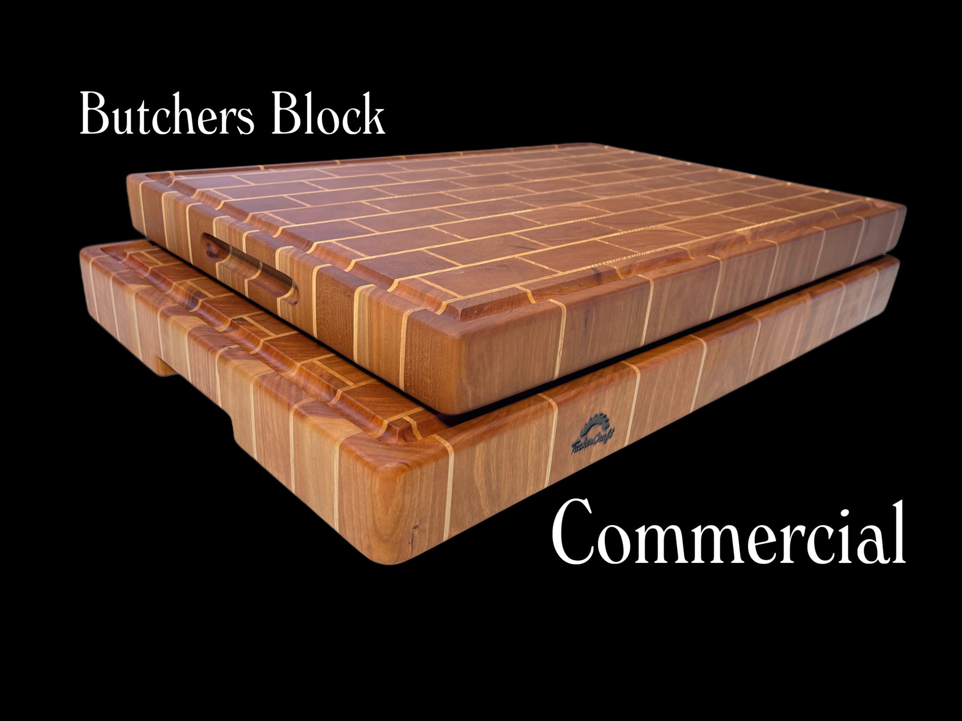 Commercial sized end-grain chopping boards, handmade designer brick pattern for serious kitchens and chefs. Made from premium hardwoods Cherry & Maple it's built to last a lifetime. also premium Gifting for serious cooks.