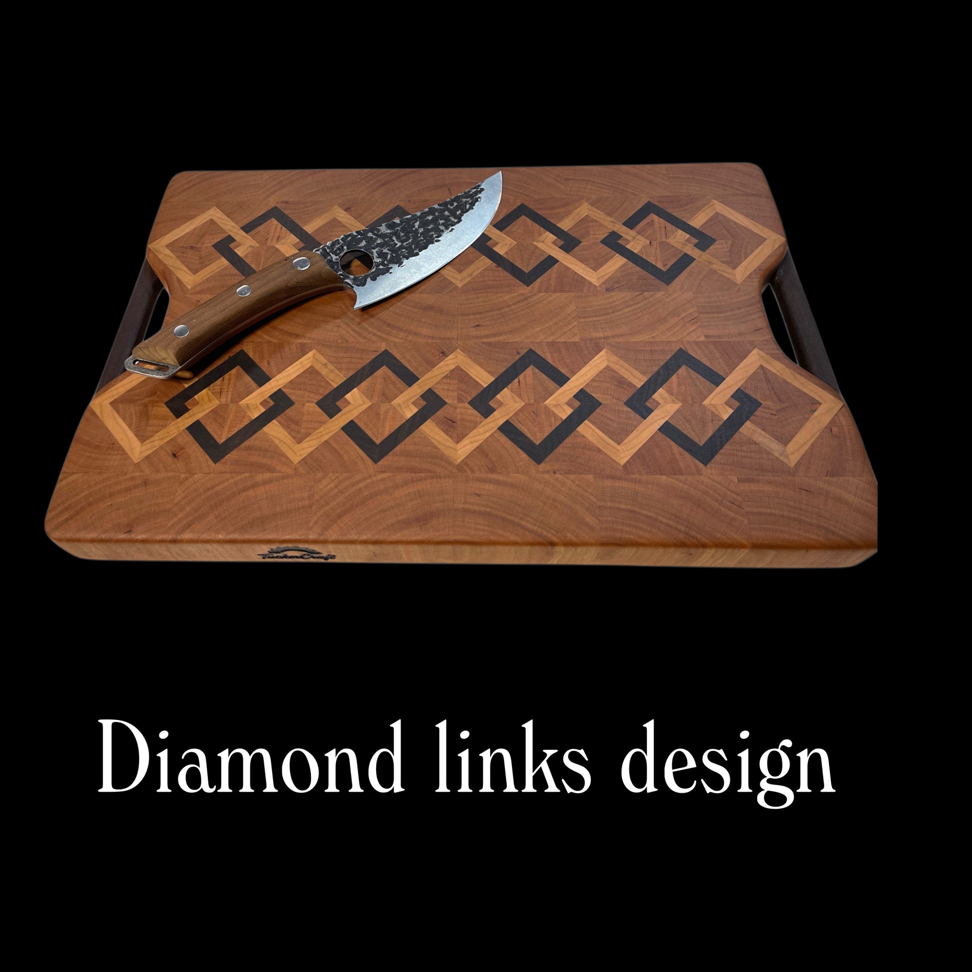 Handcrafted end-grain chopping / serving / cheese board. made with hardwoods Cherry , walnut and maple by Tuckercaft