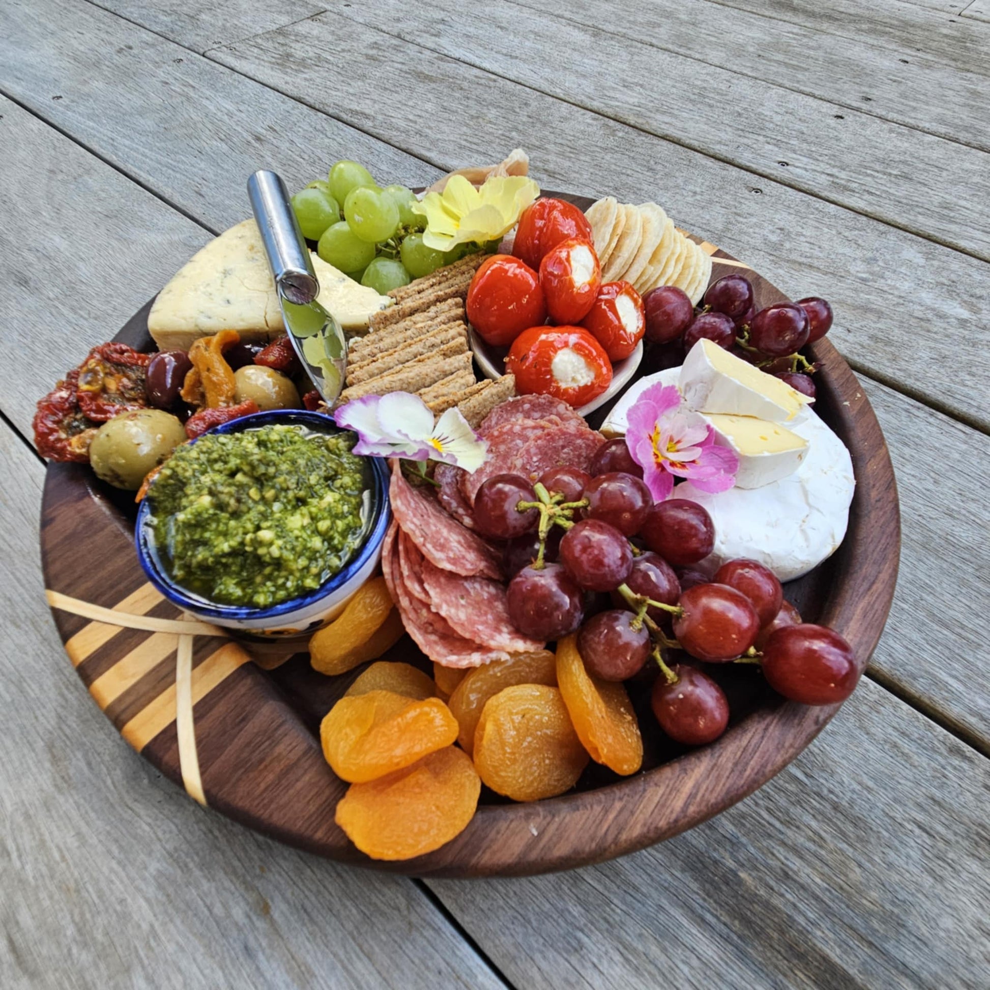  Small round designer charcuterie board, designed for home entertaining and ideal for gifting . 