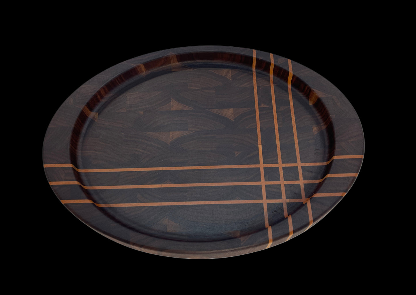 Oval Pattern End-Grain serving / Charcuterie board. Hollowed serving bowl to contain foods while entertaining at home, plus ideal Wedding , housewarming, corporate or special gift
