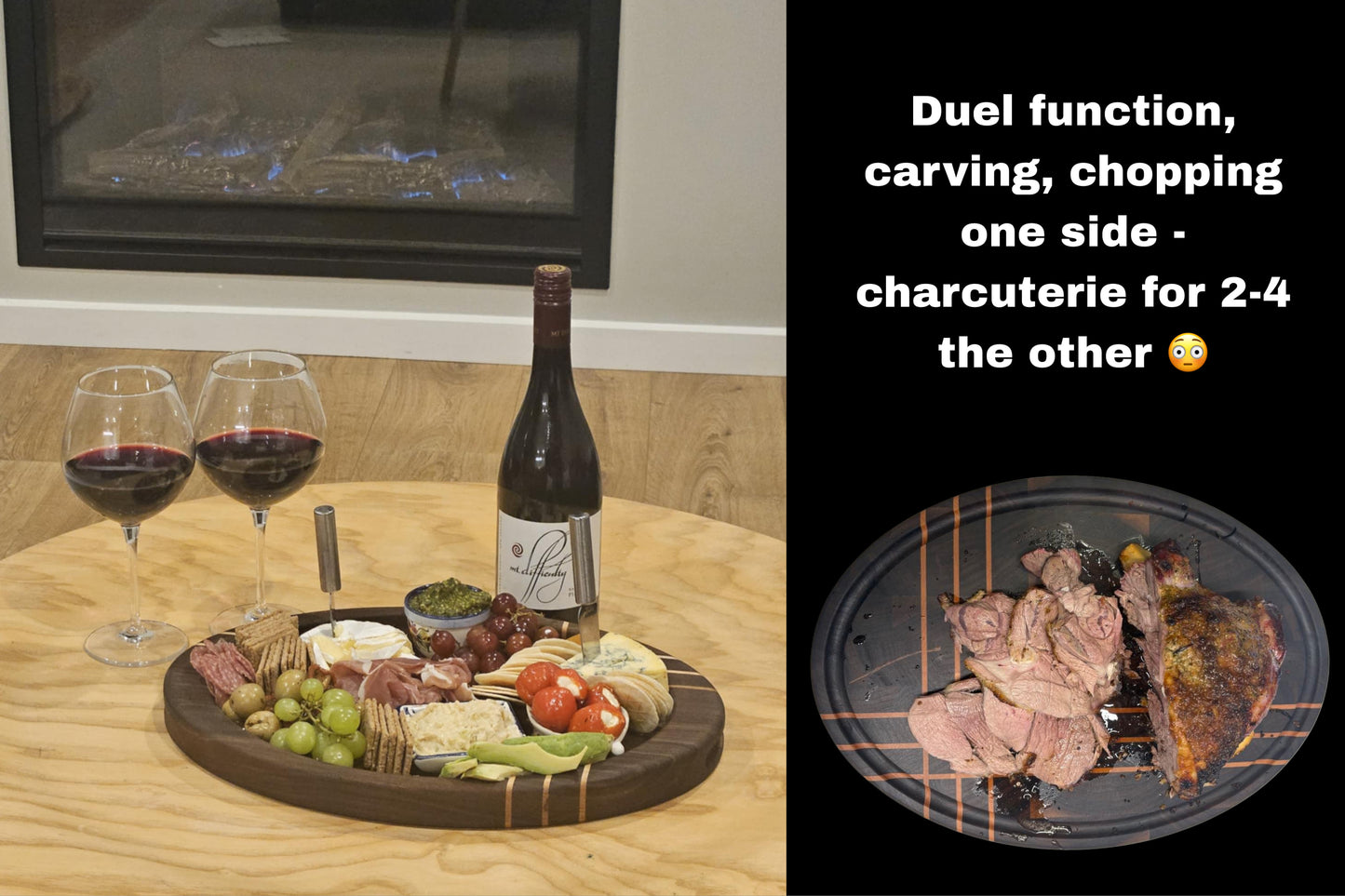 Dual purpose oval chopping and charcuterie board. ideal for home entertaining and special gifting 