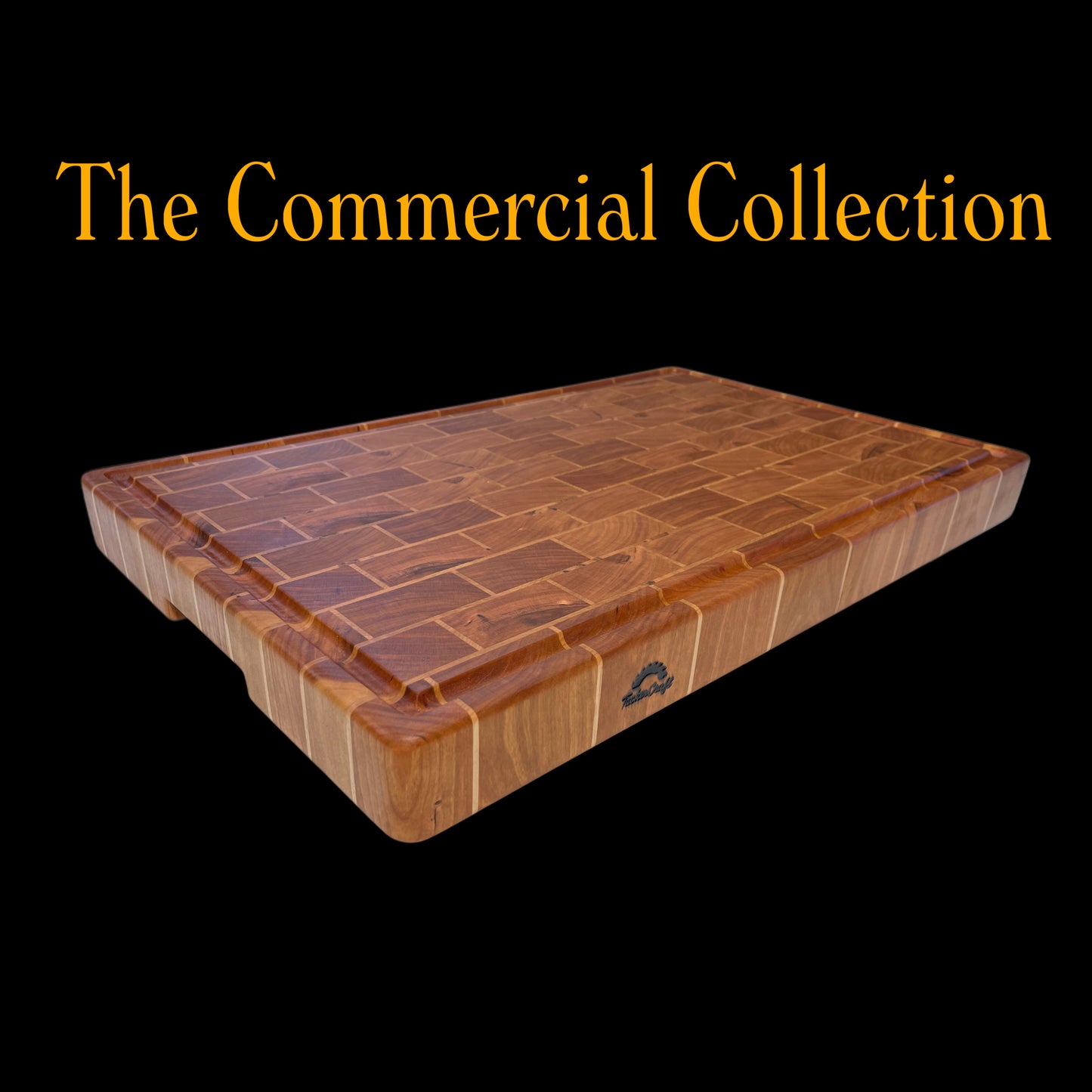 Commercial sized end-grain chopping board, handmade designer brick pattern for serious kitchens and chefs. Made from premium hardwoods Cherry & Maple it's built to last a lifetime. also premium Gifting for serious cooks.